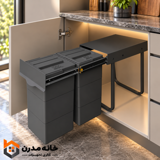 سطل زباله دو مخزنه (24 لیتری) پلاتین 3661