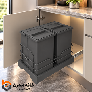 سطل زباله دو مخزنه اکو (40 لیتری) پلاتین 3634